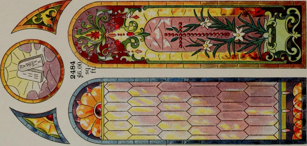 An illustration from Universal design book : containing official list prices of sash, doors and blinds ... official list prices of head, corner and base blocks ... official moulding book ... official list: window glass .., 1908, leaf 415