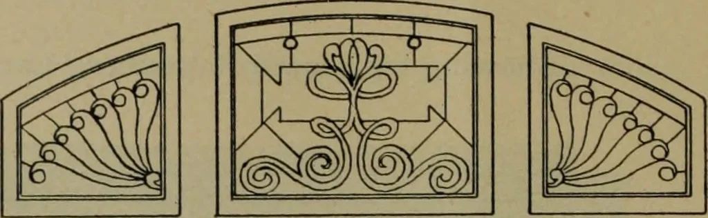 An illustration from Universal design book : containing official list prices of sash, doors and blinds ... official list prices of head, corner and base blocks ... official moulding book ... official list: window glass .., 1908, leaf 43