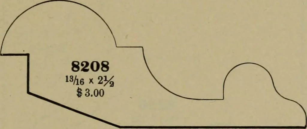An illustration from Universal design book : containing official list prices of sash, doors and blinds ... official list prices of head, corner and base blocks ... official moulding book ... official list: window glass .., 1908, leaf 434