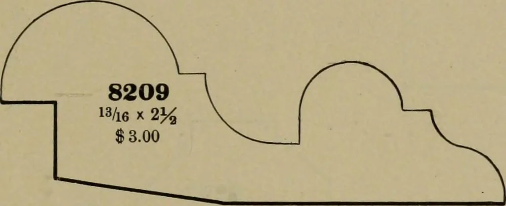An illustration from Universal design book : containing official list prices of sash, doors and blinds ... official list prices of head, corner and base blocks ... official moulding book ... official list: window glass .., 1908, leaf 434