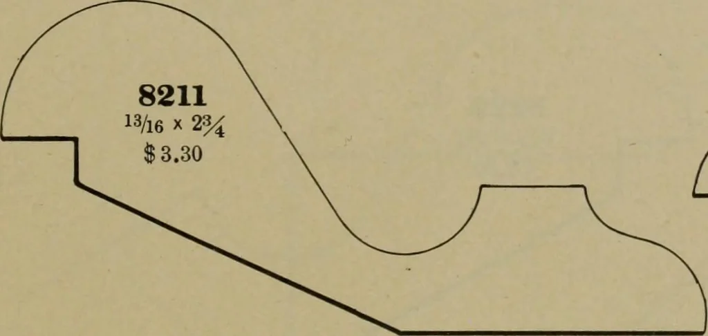 An illustration from Universal design book : containing official list prices of sash, doors and blinds ... official list prices of head, corner and base blocks ... official moulding book ... official list: window glass .., 1908, leaf 434