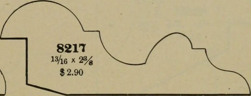 An illustration from Universal design book : containing official list prices of sash, doors and blinds ... official list prices of head, corner and base blocks ... official moulding book ... official list: window glass .., 1908, leaf 434