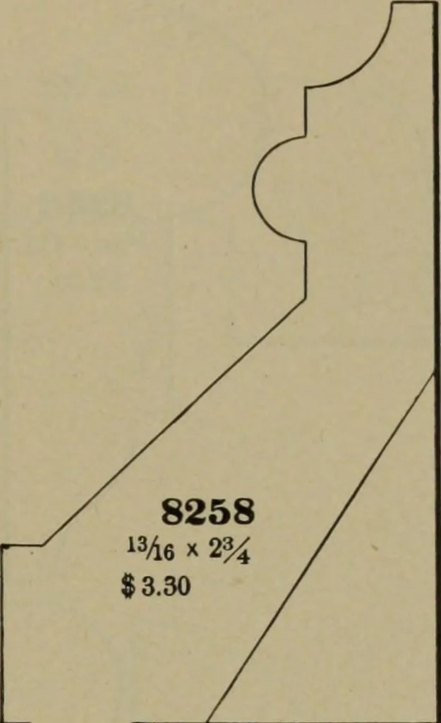 An illustration from Universal design book : containing official list prices of sash, doors and blinds ... official list prices of head, corner and base blocks ... official moulding book ... official list: window glass .., 1908, leaf 438