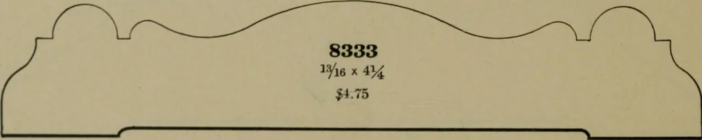 An illustration from Universal design book : containing official list prices of sash, doors and blinds ... official list prices of head, corner and base blocks ... official moulding book ... official list: window glass .., 1908, leaf 447