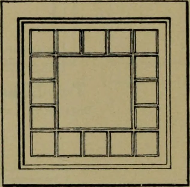 An illustration from Universal design book : containing official list prices of sash, doors and blinds ... official list prices of head, corner and base blocks ... official moulding book ... official list: window glass .., 1908, leaf 45