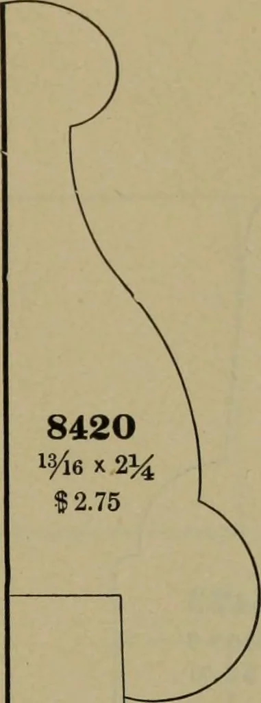 An illustration from Universal design book : containing official list prices of sash, doors and blinds ... official list prices of head, corner and base blocks ... official moulding book ... official list: window glass .., 1908, leaf 460