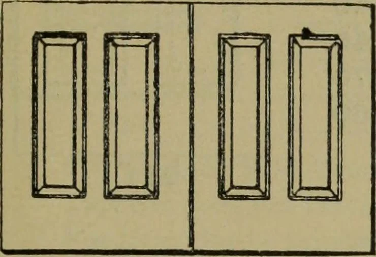 An illustration from Universal design book : containing official list prices of sash, doors and blinds ... official list prices of head, corner and base blocks ... official moulding book ... official list: window glass .., 1908, leaf 58