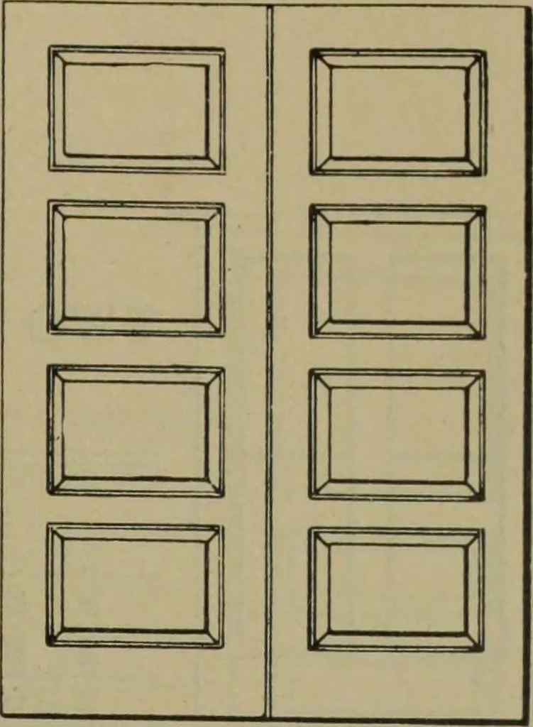 An illustration from Universal design book : containing official list prices of sash, doors and blinds ... official list prices of head, corner and base blocks ... official moulding book ... official list: window glass .., 1908, leaf 58