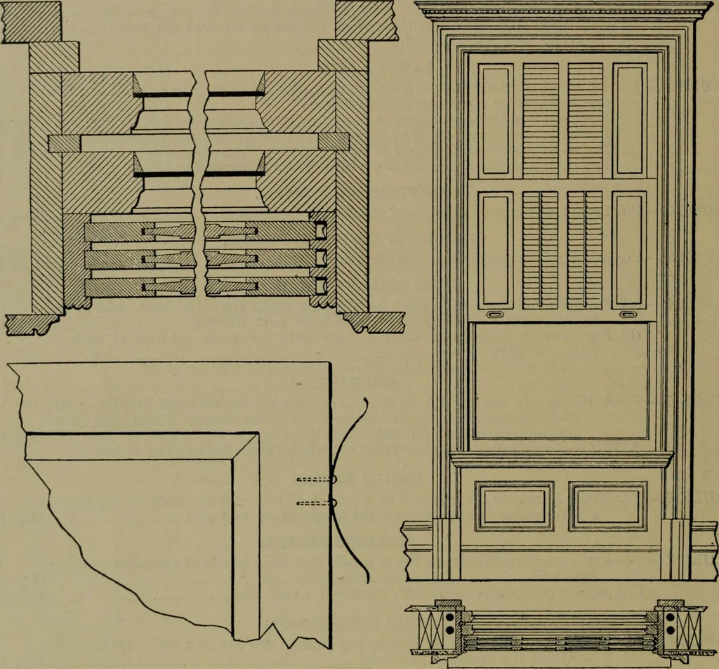 An illustration from Universal design book : containing official list prices of sash, doors and blinds ... official list prices of head, corner and base blocks ... official moulding book ... official list: window glass .., 1908, leaf 71