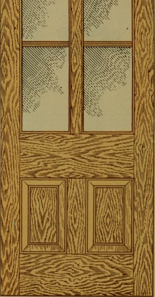 An illustration from Universal design book : containing official list prices of sash, doors and blinds ... official list prices of head, corner and base blocks ... official moulding book ... official list: window glass .., 1908, leaf 77