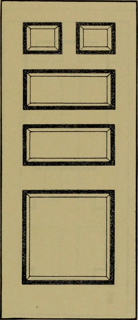 An illustration from Universal design book : containing official list prices of sash, doors and blinds ... official list prices of head, corner and base blocks ... official moulding book ... official list: window glass .., 1908, leaf 80