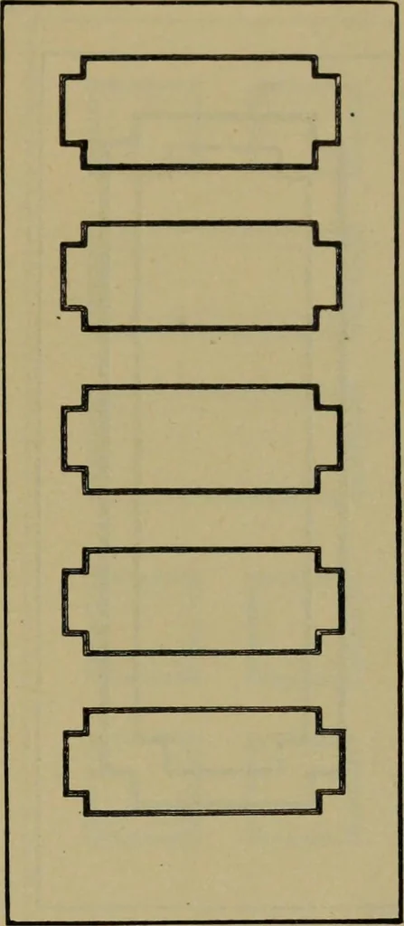 An illustration from Universal design book : containing official list prices of sash, doors and blinds ... official list prices of head, corner and base blocks ... official moulding book ... official list: window glass .., 1908, leaf 80