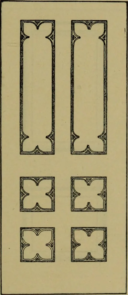 An illustration from Universal design book : containing official list prices of sash, doors and blinds ... official list prices of head, corner and base blocks ... official moulding book ... official list: window glass .., 1908, leaf 80
