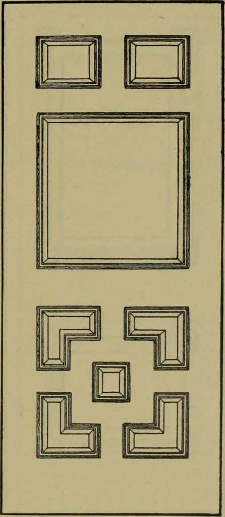 An illustration from Universal design book : containing official list prices of sash, doors and blinds ... official list prices of head, corner and base blocks ... official moulding book ... official list: window glass .., 1908, leaf 80