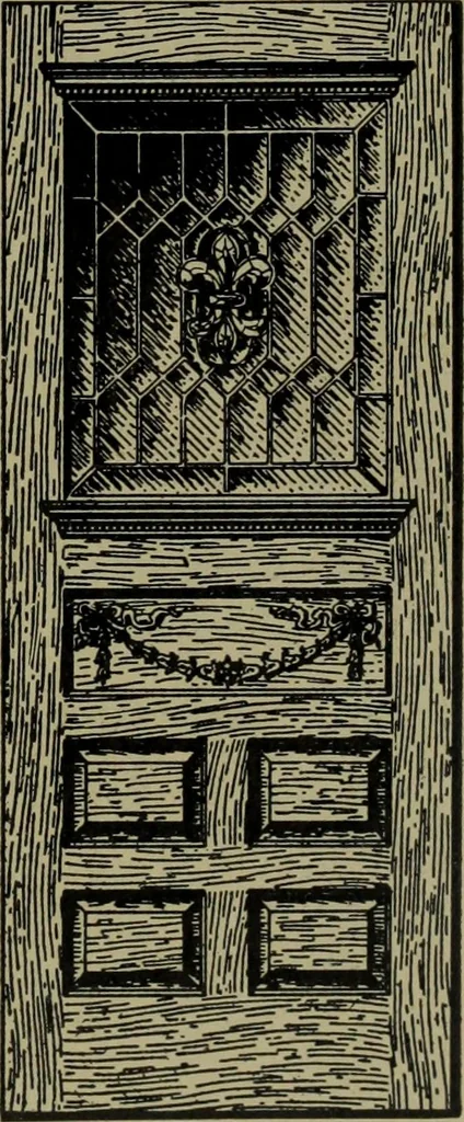 An illustration from Universal design book : containing official list prices of sash, doors and blinds ... official list prices of head, corner and base blocks ... official moulding book ... official list: window glass .., 1908, leaf 86