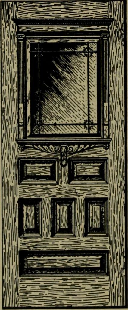 An illustration from Universal design book : containing official list prices of sash, doors and blinds ... official list prices of head, corner and base blocks ... official moulding book ... official list: window glass .., 1908, leaf 87