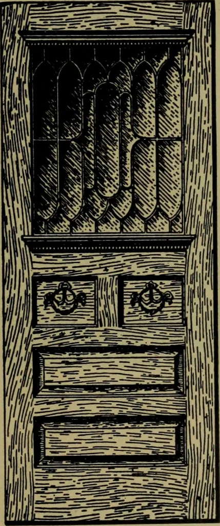 An illustration from Universal design book : containing official list prices of sash, doors and blinds ... official list prices of head, corner and base blocks ... official moulding book ... official list: window glass .., 1908, leaf 88