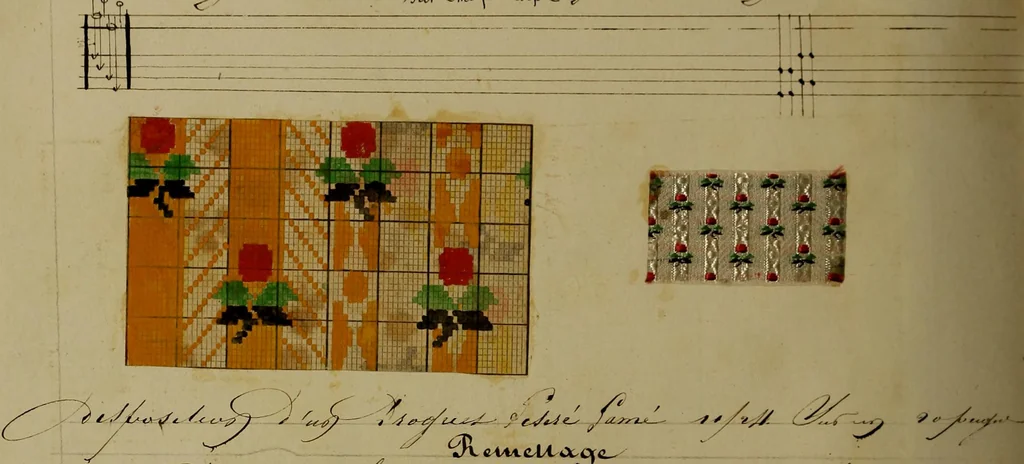 An illustration from [Un metier de fabrique, avec la dénomination des diverses objects nécessaires à la fabrication de l'étoffe, 1835, leaf 113