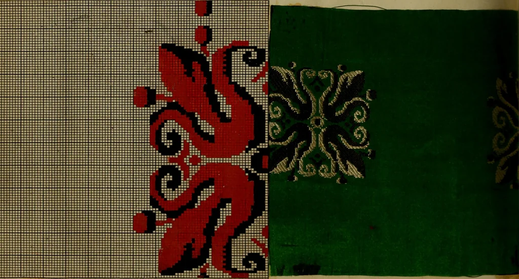 An illustration from [Un metier de fabrique, avec la dénomination des diverses objects nécessaires à la fabrication de l'étoffe, 1835, leaf 123