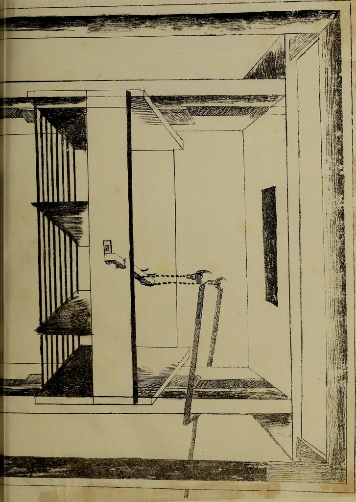 An illustration from [Un metier de fabrique, avec la dénomination des diverses objects nécessaires à la fabrication de l'étoffe, 1835, leaf 220