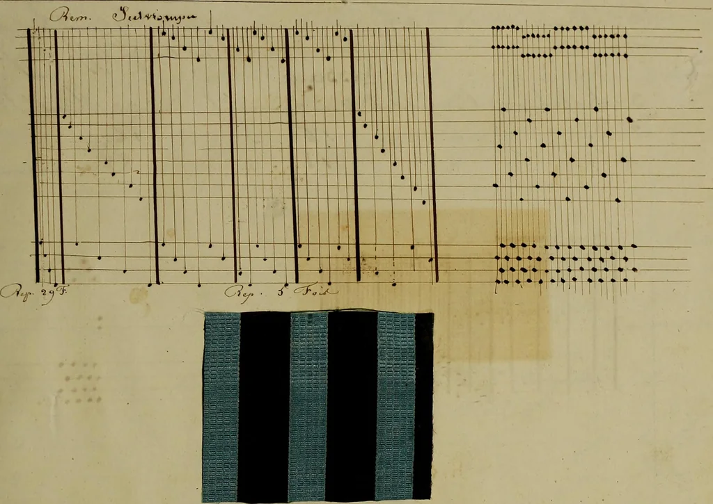 An illustration from [Un metier de fabrique, avec la dénomination des diverses objects nécessaires à la fabrication de l'étoffe, 1835, leaf 48