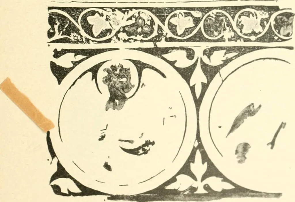An illustration from Untersuchungen zur Geschichte der Wand- und Deckenmalerei in der Schweiz, vom 9. bis zum Anfang des 16. Jahrhunderts, 1906, leaf 176