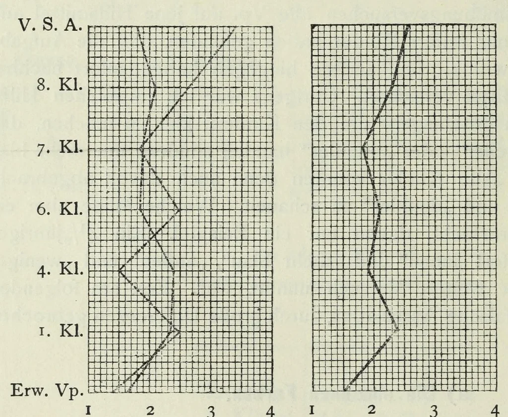 An illustration from Untersuchung über die Farbenunterschiedsempfindung beiSchulkindern. Mit 8 Abb., 4 Tab. u. 10 Kurven im Text, 1914, leaf 40