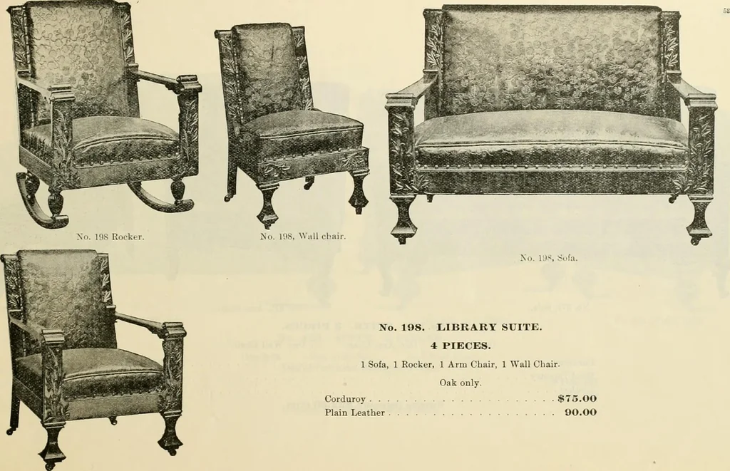 An illustration from Upholstered furniture for the parlor, hall, library, reception room, hotels, stores, club rooms, etc. / Streit and Schmit., 1897, leaf 54