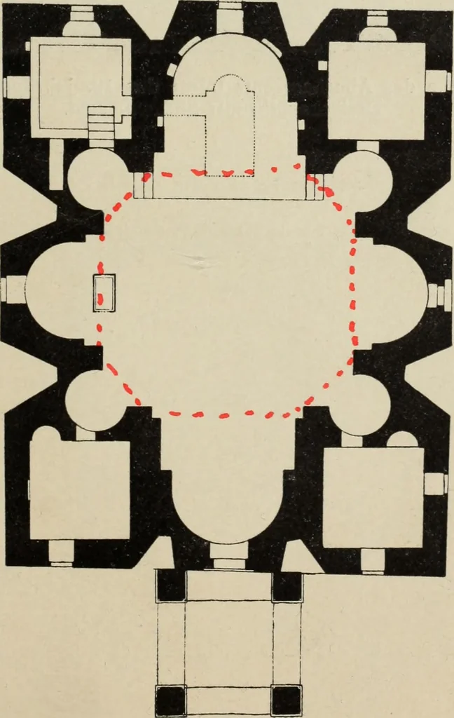 An illustration from Ursprung der christlichen Kirchenkunst, neue Tatsachen und Grundsätze der Kunstforschung, erörtert von Josef Strzygowski. Deutsche, vermehrte Originalausgabe, 1920, leaf 226