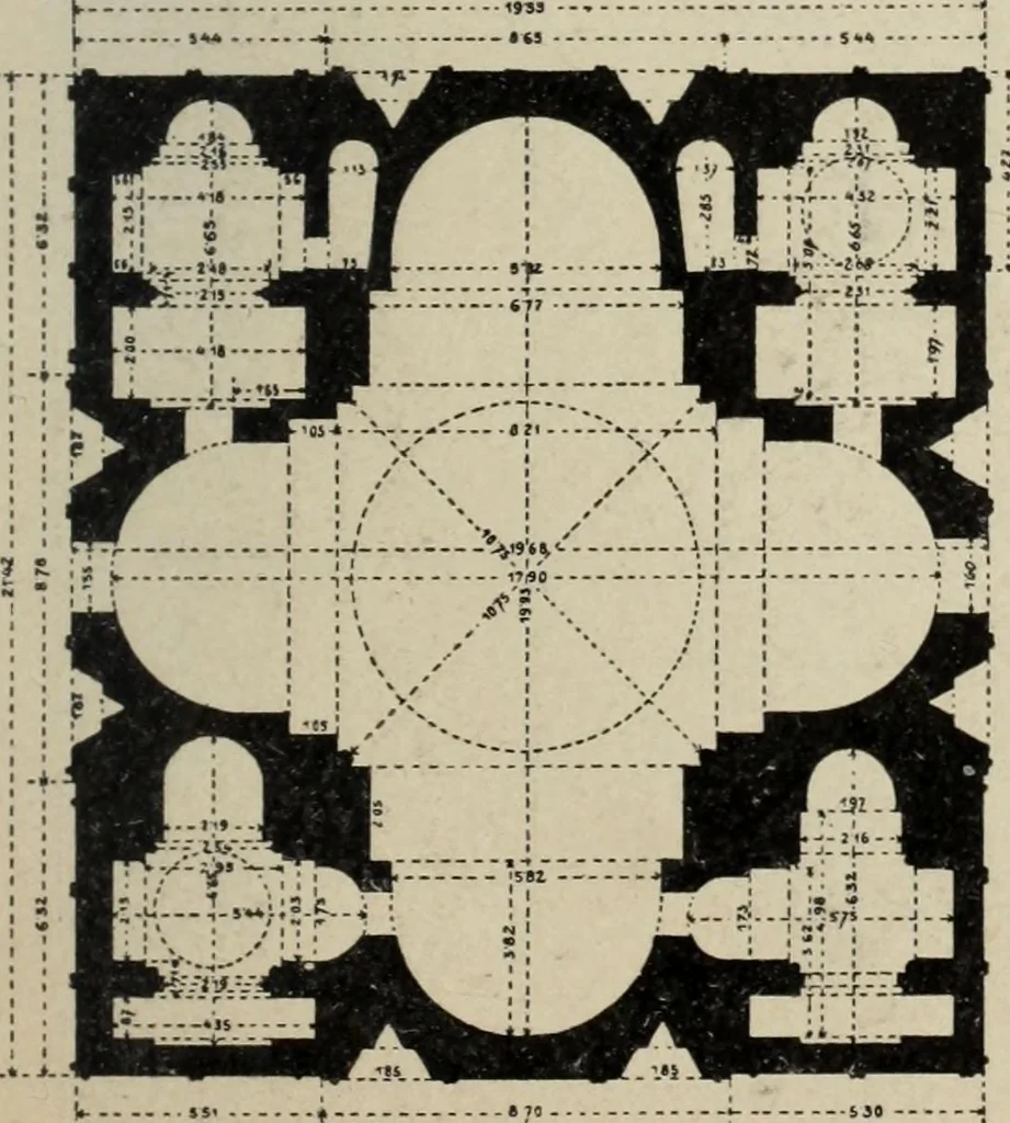 An illustration from Ursprung der christlichen Kirchenkunst, neue Tatsachen und Grundsätze der Kunstforschung, erörtert von Josef Strzygowski. Deutsche, vermehrte Originalausgabe, 1920, leaf 236