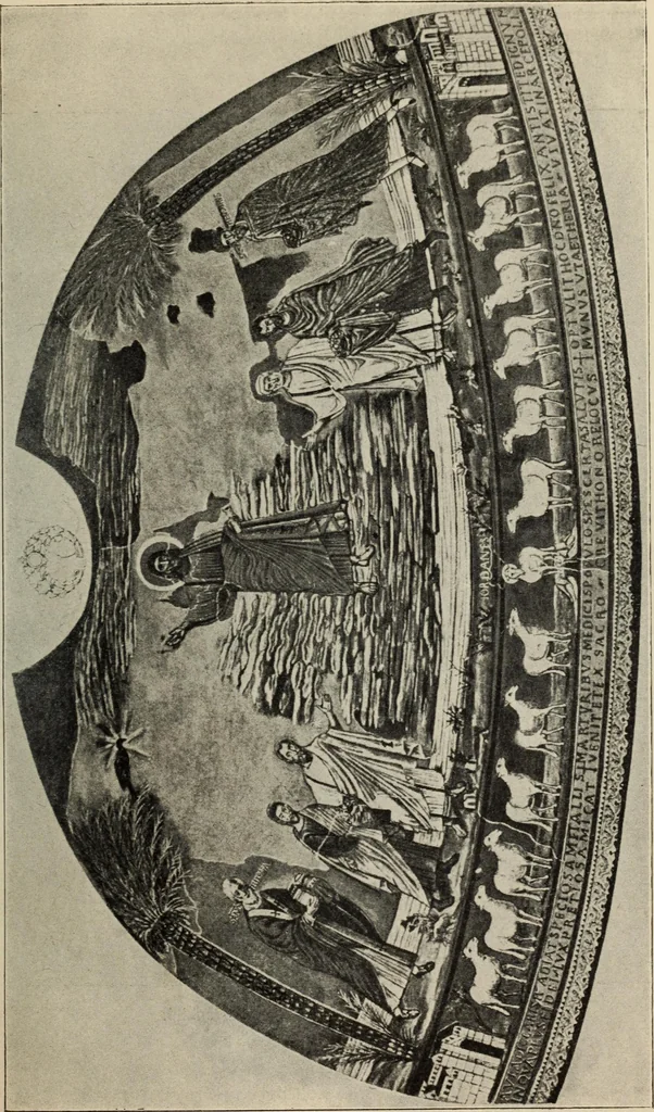 An illustration from Ursprung der christlichen Kirchenkunst, neue Tatsachen und Grundsätze der Kunstforschung, erörtert von Josef Strzygowski. Deutsche, vermehrte Originalausgabe, 1920, leaf 254