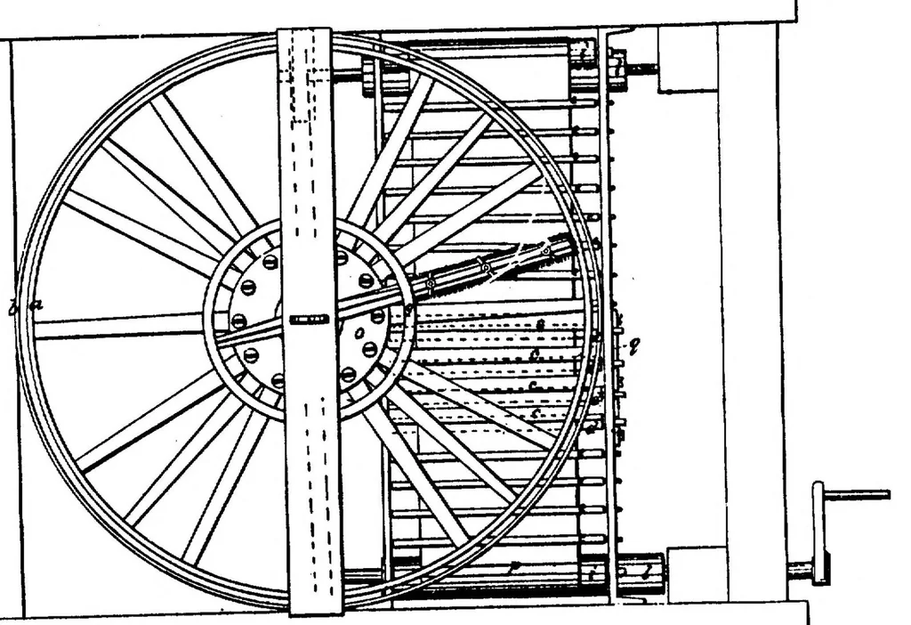 An illustration from Dorr - Cloth Shearing Machine, US Patent 46X of 1792, 1792, leaf 7