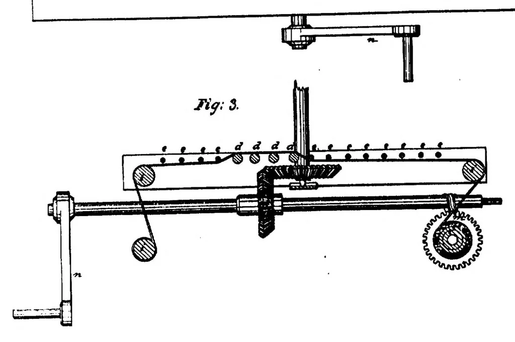 An illustration from Dorr - Cloth Shearing Machine, US Patent 46X of 1792, 1792, leaf 7