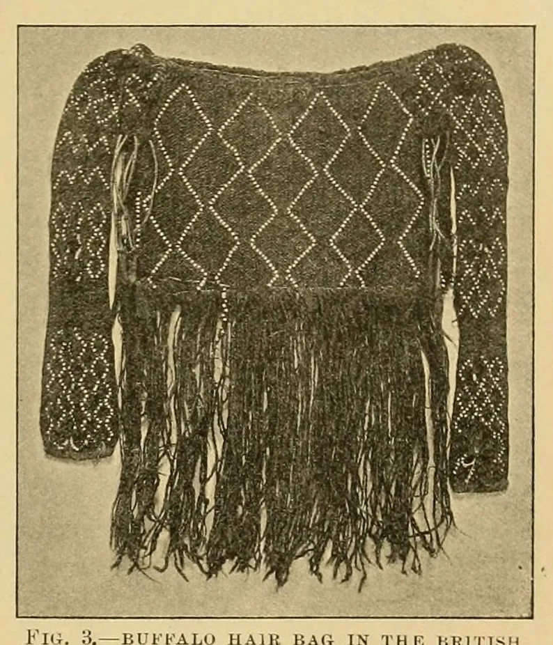 An illustration from The use of buffalo hair by the North American Indians, 1906, leaf 7