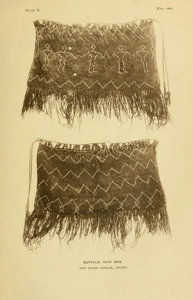 An illustration from The use of buffalo hair by the North American Indians, 1906, leaf 9