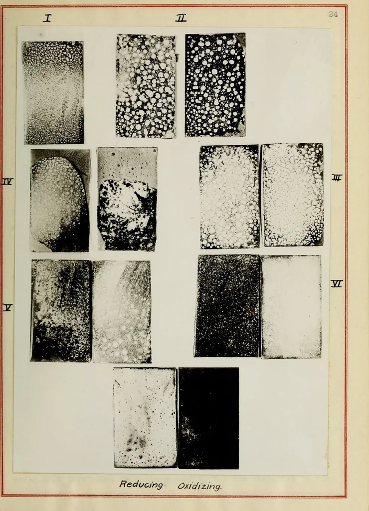 An illustration from The use of zinc sulphide as an opacifier, with some notes on the results of attempts to produce luminous enamels, 1920, leaf 54