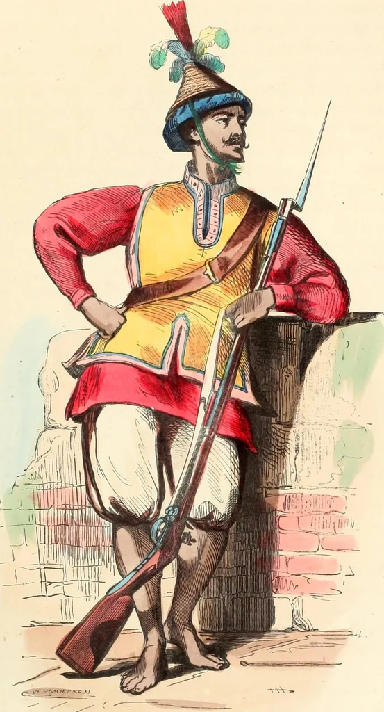 An illustration from Usi e costumi sociali, politici e religiosi di tutti i popoli del mondo : da documenti autentici e dai viaggi migliori e più recenti, 1844, leaf 302
