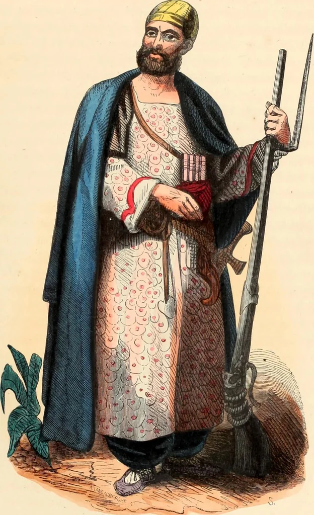 An illustration from Usi e costumi sociali, politici e religiosi di tutti i popoli del mondo : da documenti autentici e dai viaggi migliori e più recenti, 1844, leaf 356