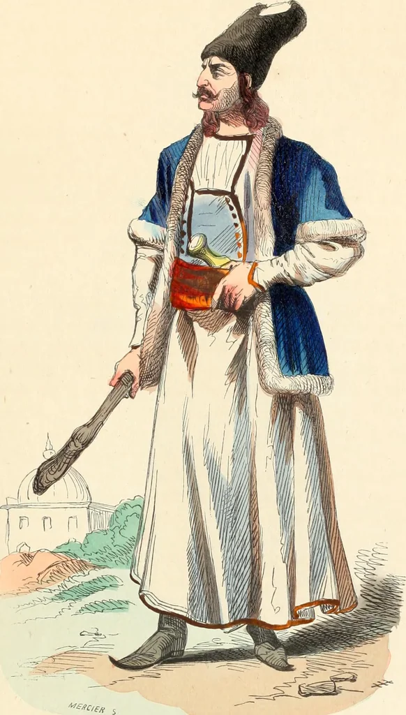 An illustration from Usi e costumi sociali, politici e religiosi di tutti i popoli del mondo : da documenti autentici e dai viaggi migliori e più recenti, 1844, leaf 578