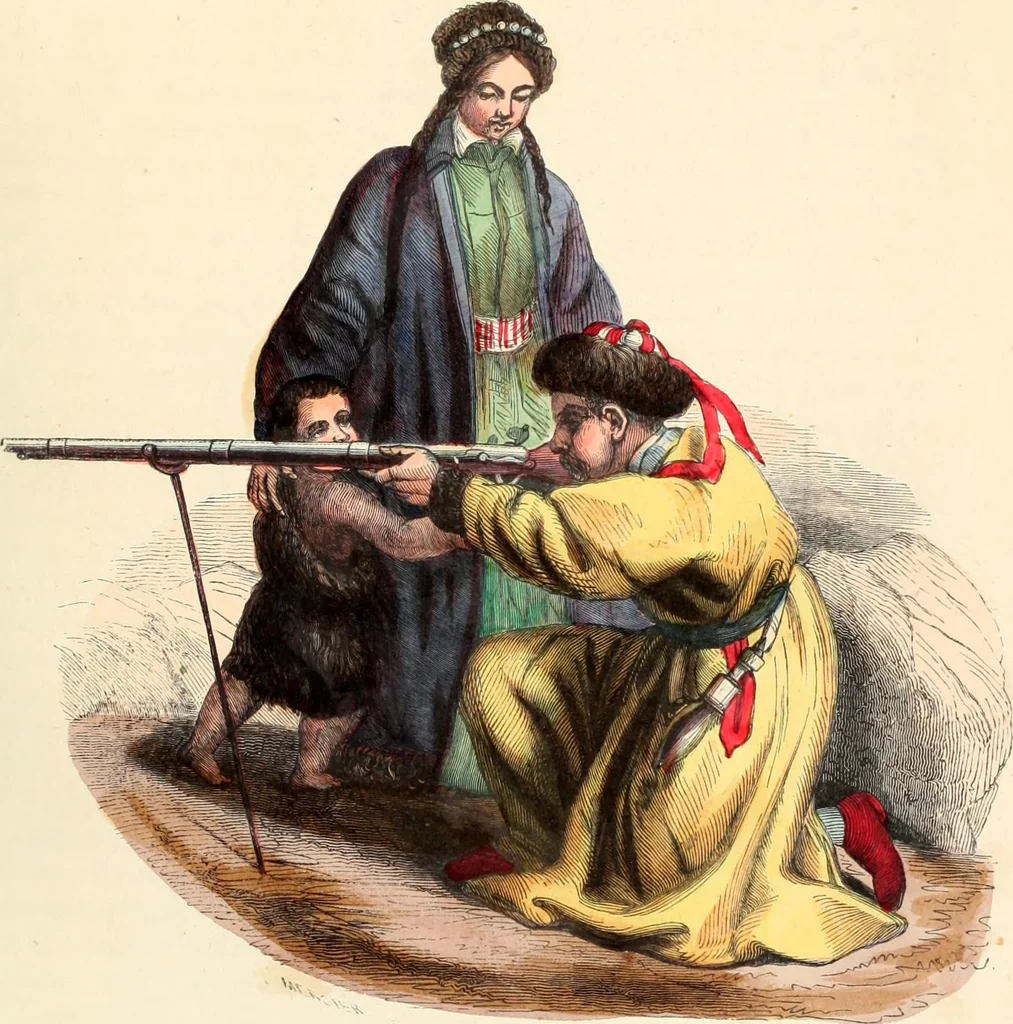 An illustration from Usi e costumi sociali, politici e religiosi di tutti i popoli del mondo : da documenti autentici e dai viaggi migliori e più recenti, 1844, leaf 637