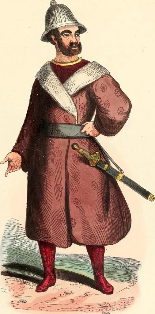 An illustration from Usi e costumi sociali, politici e religiosi di tutti i popoli del mondo : da documenti autentici e dai viaggi migliori e più recenti, 1844, leaf 665