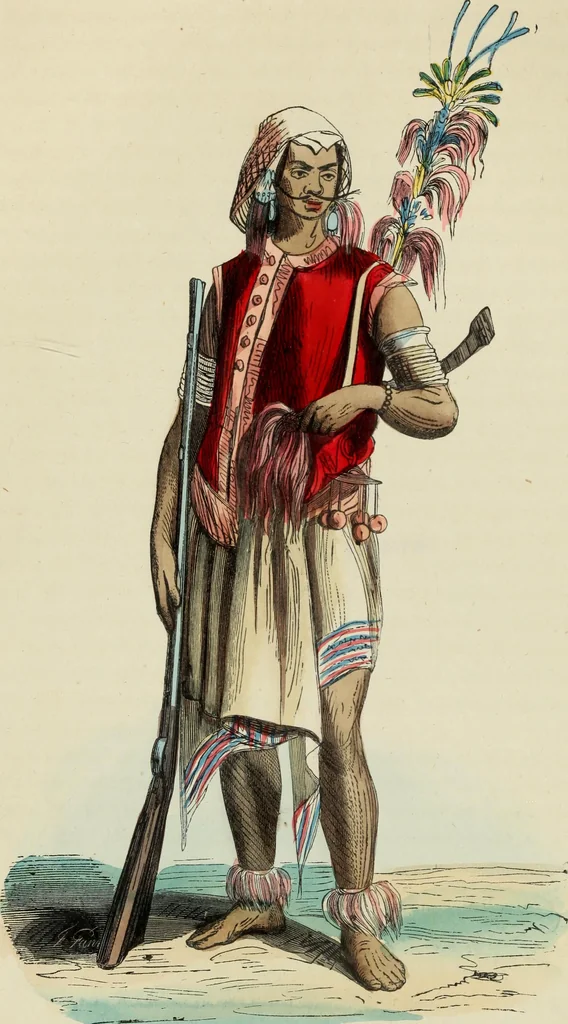 An illustration from Usi e costumi sociali, politici e religiosi di tutti i popoli del mondo : da documenti autentici e dai viaggi migliori e più recenti, 1844, leaf 139