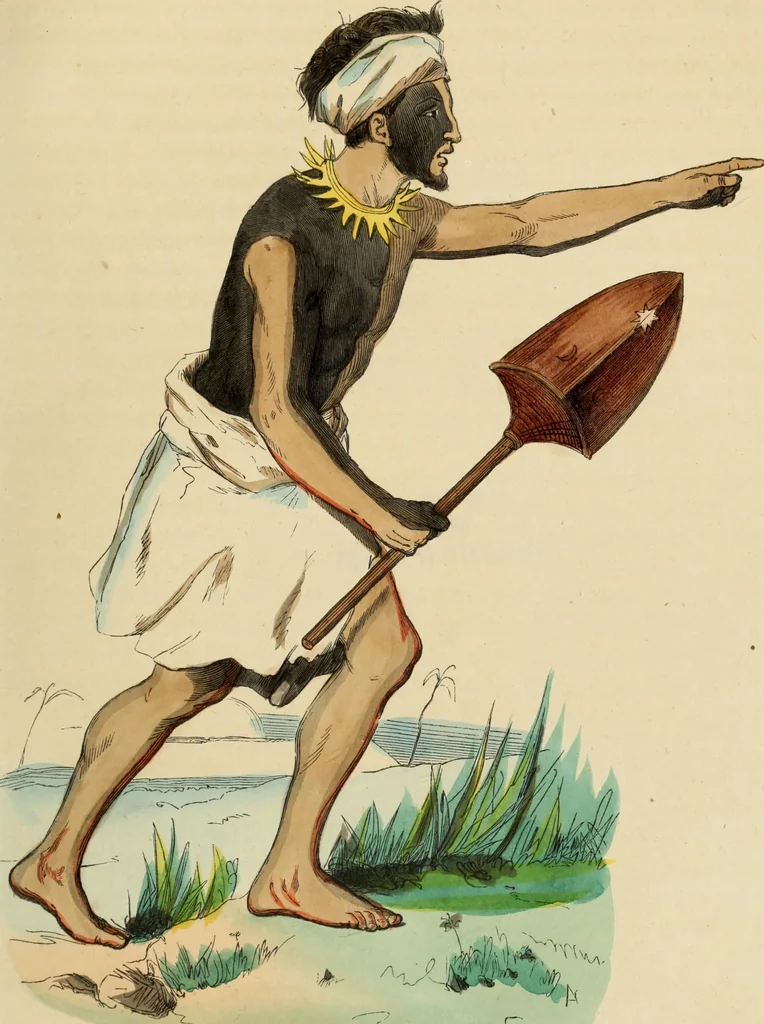 An illustration from Usi e costumi sociali, politici e religiosi di tutti i popoli del mondo : da documenti autentici e dai viaggi migliori e più recenti, 1844, leaf 348