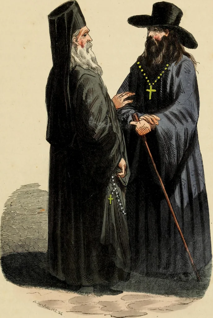 An illustration from Usi e costumi sociali, politici e religiosi di tutti i popoli del mondo : da documenti autentici e dai viaggi migliori e più recenti, 1844, leaf 122