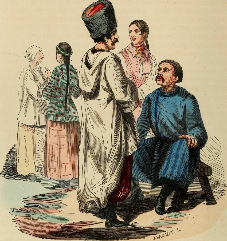 An illustration from Usi e costumi sociali, politici e religiosi di tutti i popoli del mondo : da documenti autentici e dai viaggi migliori e più recenti, 1844, leaf 153