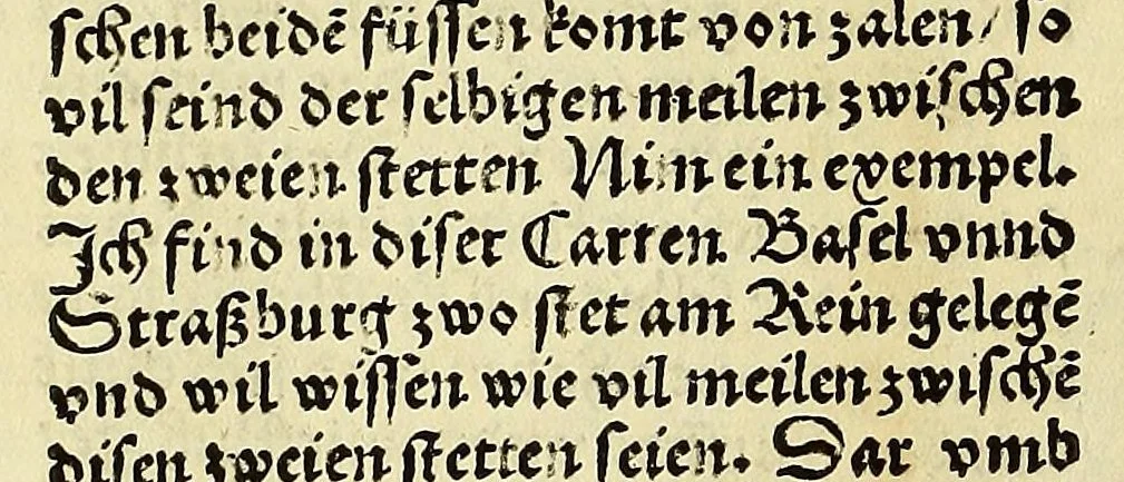 An illustration from Uslegung der Mercarthen oder Cartha marina : darin man sehen mag, wa einer in der Welt sey, vnd wa ein ietlich Land, Wasser vnd Stat gelege[n] ist. Das als in de[m] Büchlin zefinde[n], 1525, leaf 12