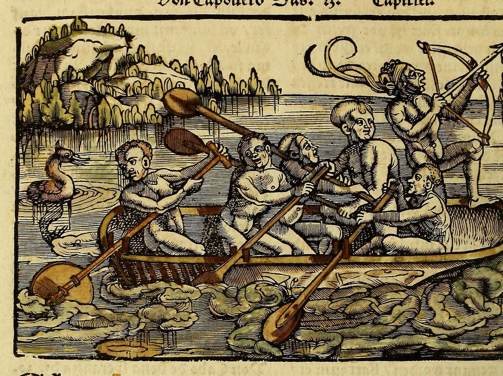 An illustration from Uslegung der Mercarthen oder Cartha marina : darin man sehen mag, wa einer in der Welt sey, vnd wa ein ietlich Land, Wasser vnd Stat gelege[n] ist. Das als in de[m] Büchlin zefinde[n], 1525, leaf 30