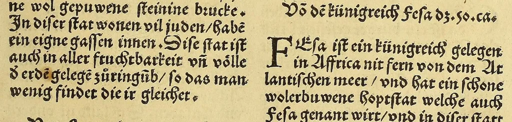 An illustration from Uslegung der Mercarthen oder Cartha marina : darin man sehen mag, wo einer in der wellt sey, vnd wo ein yetlich Landt, Wasser, vnd Stadt gelegen ist. Das alles in dem Büchlin zůfinden, 1527, leaf 33