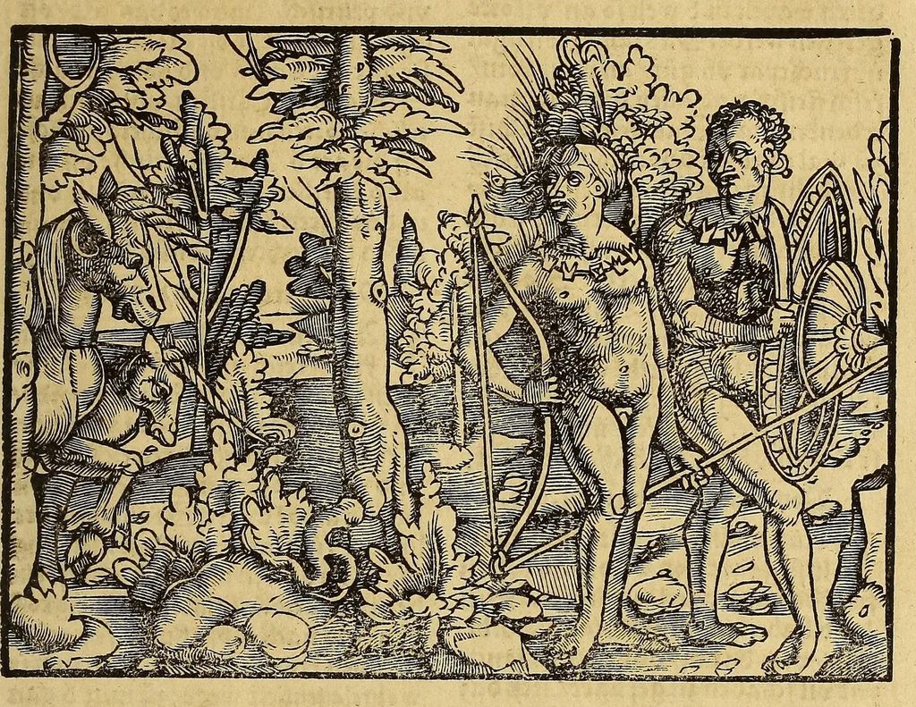 An illustration from Uslegung der Mercarthen oder Cartha marina : darin man sehen mag, wo einer in der wellt sey, vnd wo ein yetlich Landt, Wasser, vnd Stadt gelegen ist. Das alles in dem Büchlin zůfinden, 1527, leaf 45