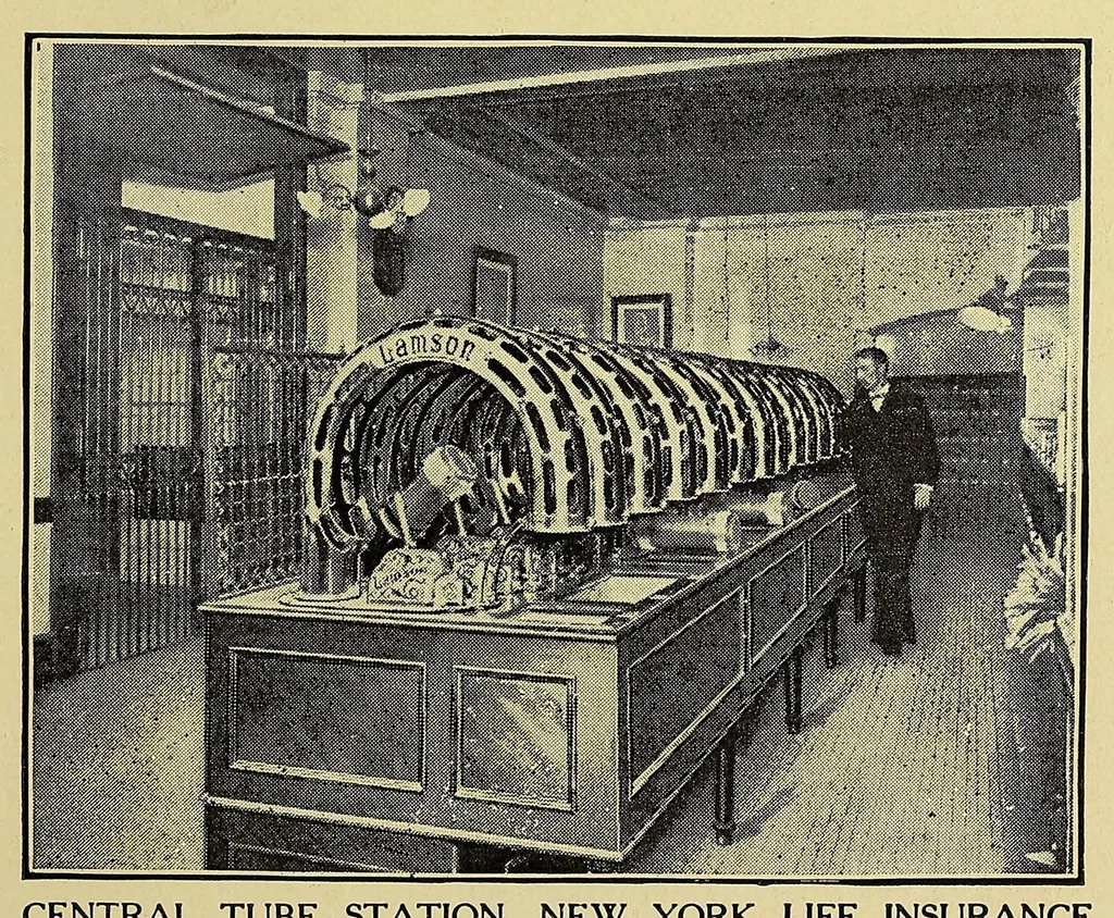 An illustration from U.S. Mail by pneumatic tube, 1904, leaf 7